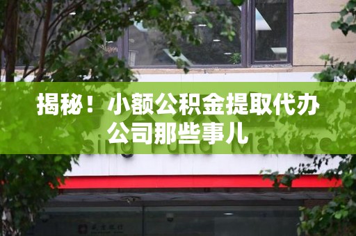 屏南揭秘！小额公积金提取代办公司那些事儿